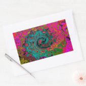 Trippy Turquoise Abstract Retro Liquid Swirl Rechthoekige Sticker (Envelop)