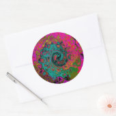 Trippy Turquoise Abstract Retro Liquid Swirl Ronde Sticker (Envelop)