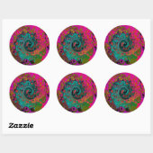 Trippy Turquoise Abstract Retro Liquid Swirl Ronde Sticker (Vel)