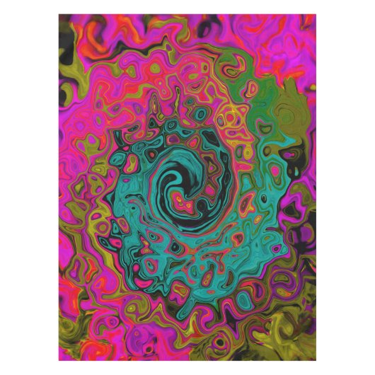 Trippy Turquoise Abstract Retro Liquid Swirl Tafelkleed (Voorkant)