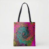 Trippy Turquoise Abstract Retro Liquid Swirl Tote Bag (Voorkant)