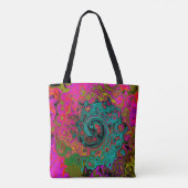 Trippy Turquoise Abstract Retro Liquid Swirl Tote Bag (Achterkant)