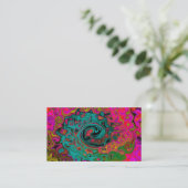 Trippy Turquoise Abstract Retro Liquid Swirl Visitekaartje (Staand voorkant)