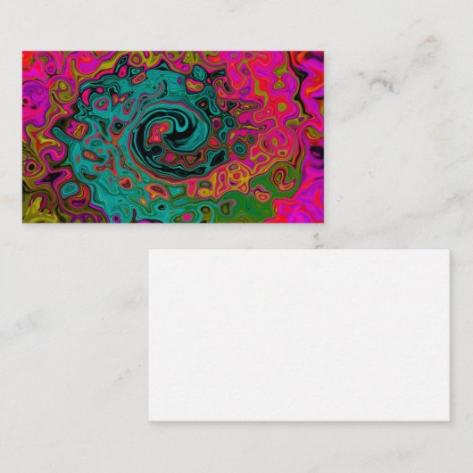 Trippy Turquoise Abstract Retro Liquid Swirl Visitekaartje (Voorkant / Achterkant)