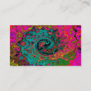 Trippy Turquoise Abstract Retro Liquid Swirl Visitekaartje