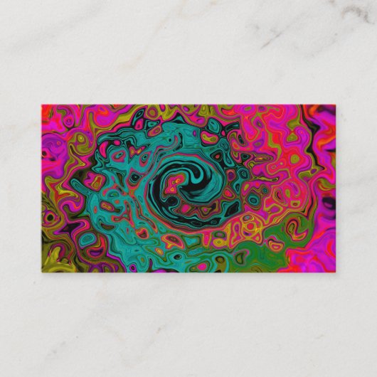 Trippy Turquoise Abstract Retro Liquid Swirl Visitekaartje (Voorkant)