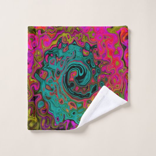 Trippy Turquoise Abstract Retro Liquid Swirl Washandje (Wasdoekje)