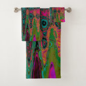 Trippy Turquoise Abstracte Retro Atomic Waves Bad Handdoek (Insitu)