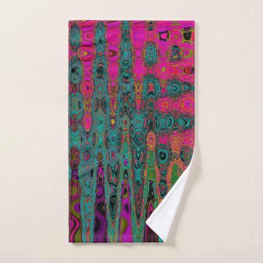 Trippy Turquoise Abstracte Retro Atomic Waves Bad Handdoek (Handdoek)