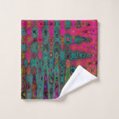 Trippy Turquoise Abstracte Retro Atomic Waves Bad Handdoek (Wasdoekje)