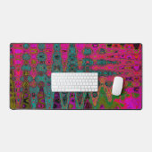 Trippy Turquoise Abstracte Retro Atomic Waves Bureaumat (Keyboard & Muis)