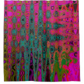 Trippy Turquoise Abstracte Retro Atomic Waves Douchegordijn (Voorkant)