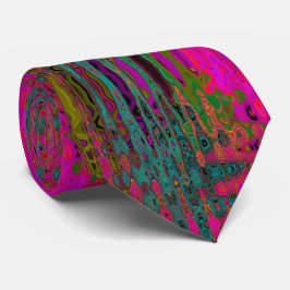 Trippy Turquoise Abstracte Retro Atomic Waves Stropdas