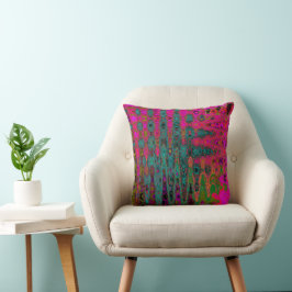 Trippy Turquoise Abstracte Retro Atomische Golven Kussen