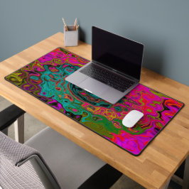 Trippy Turquoise Abstracte Retro Vloeibare Draaiko Bureaumat