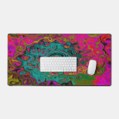 Trippy Turquoise Abstracte Retro Vloeibare Draaiko Bureaumat (Keyboard & Muis)