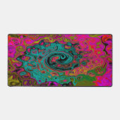 Trippy Turquoise Abstracte Retro Vloeibare Draaiko Bureaumat (Voorkant)