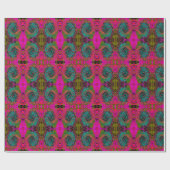 Trippy Turquoise Abstracte Retro Vloeibare Draaiko Cadeaupapier (Vlak)