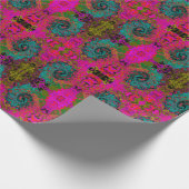 Trippy Turquoise Abstracte Retro Vloeibare Draaiko Cadeaupapier (Hoek)