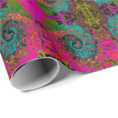 Trippy Turquoise Abstracte Retro Vloeibare Draaiko Cadeaupapier (Rol Hoek)