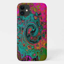 Trippy Turquoise Abstracte Retro Vloeibare Draaiko Case-Mate iPhone Case