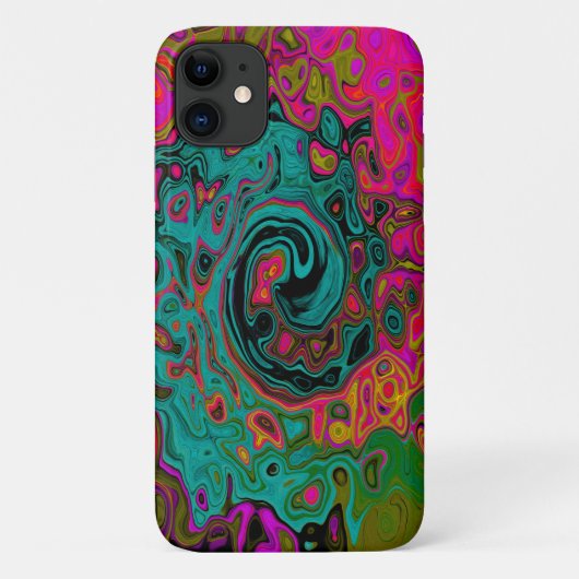 Trippy Turquoise Abstracte Retro Vloeibare Draaiko Case-Mate iPhone Case (Achterkant)