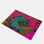 Trippy Turquoise Abstracte Retro Vloeibare Draaiko Deurmat (Schuin)