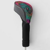 Trippy Turquoise Abstracte Retro Vloeibare Draaiko Golfheadcover (Schuin)