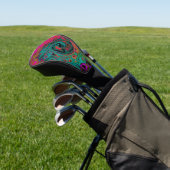 Trippy Turquoise Abstracte Retro Vloeibare Draaiko Golfheadcover (Insitu)