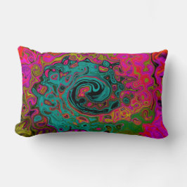 Trippy Turquoise Abstracte Retro Vloeibare Draaiko Kussen