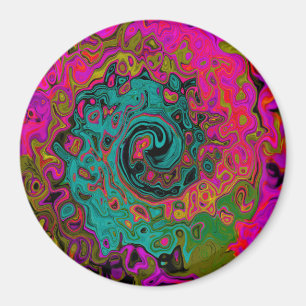 Trippy Turquoise Abstracte Retro Vloeibare Draaiko Magneet