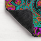 Trippy Turquoise Abstracte Retro Vloeibare Draaiko Muismat (Hoek)