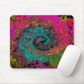 Trippy Turquoise Abstracte Retro Vloeibare Draaiko Muismat (Met muis)