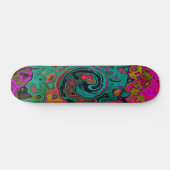 Trippy Turquoise Abstracte Retro Vloeibare Draaiko Persoonlijk Skateboard (Horizontaal)