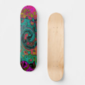 Trippy Turquoise Abstracte Retro Vloeibare Draaiko Persoonlijk Skateboard (Voorkant)