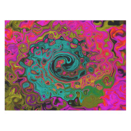 Trippy Turquoise Abstracte Retro Vloeibare Draaiko Tafelkleed