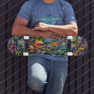 Trippy urban oerwoud surrealistische street art persoonlijk skateboard