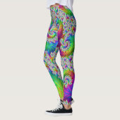 Trippy Vibrant Bold Trippy Rainbow Spiral Fractal Leggings (Links)