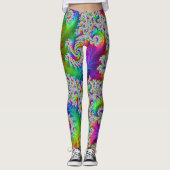 Trippy Vibrant Bold Trippy Rainbow Spiral Fractal Leggings (Voorkant)