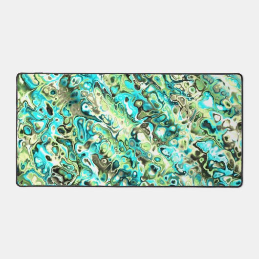 Trippy Vibrant Groovy Boho Hippie Fractal Marmer Bureaumat (Voorkant)