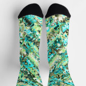 Trippy Vibrant Groovy Boho Hippie Fractal Marmer Sokken (Top)