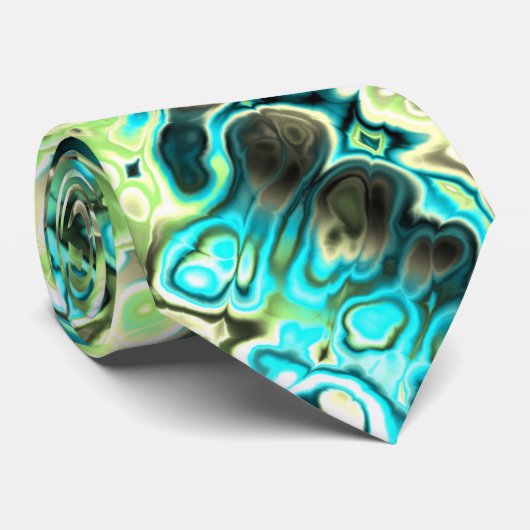 Trippy Vibrant Groovy Boho Hippie Fractal Marmer Stropdas (Opgerold)