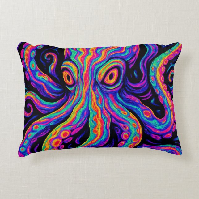 Trippy Vibrant Octopus Accent Kussen (Voorkant)