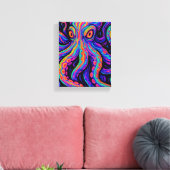 Trippy Vibrant Octopus Canvas Afdruk (Insitu (Woonkamer))