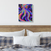 Trippy Vibrant Octopus Canvas Afdruk (Insitu (Slaapkamer))