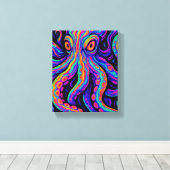 Trippy Vibrant Octopus Canvas Afdruk (Insitu (Houten vloer))
