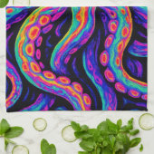 Trippy Vibrant Octopus Theedoek (Gevouwen)
