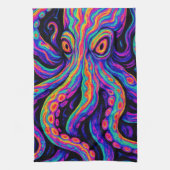 Trippy Vibrant Octopus Theedoek (Verticaal)
