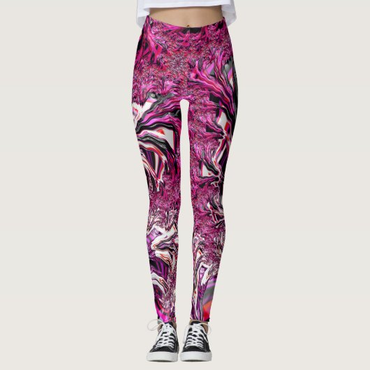 Trippy Vibrant Psychedelic Funky Fractal Art Leggings (Voorkant)