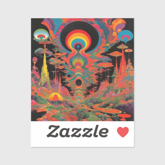 Trippy Vintage 1960s Psychedelic Retro Artwork Sticker (Vel)
